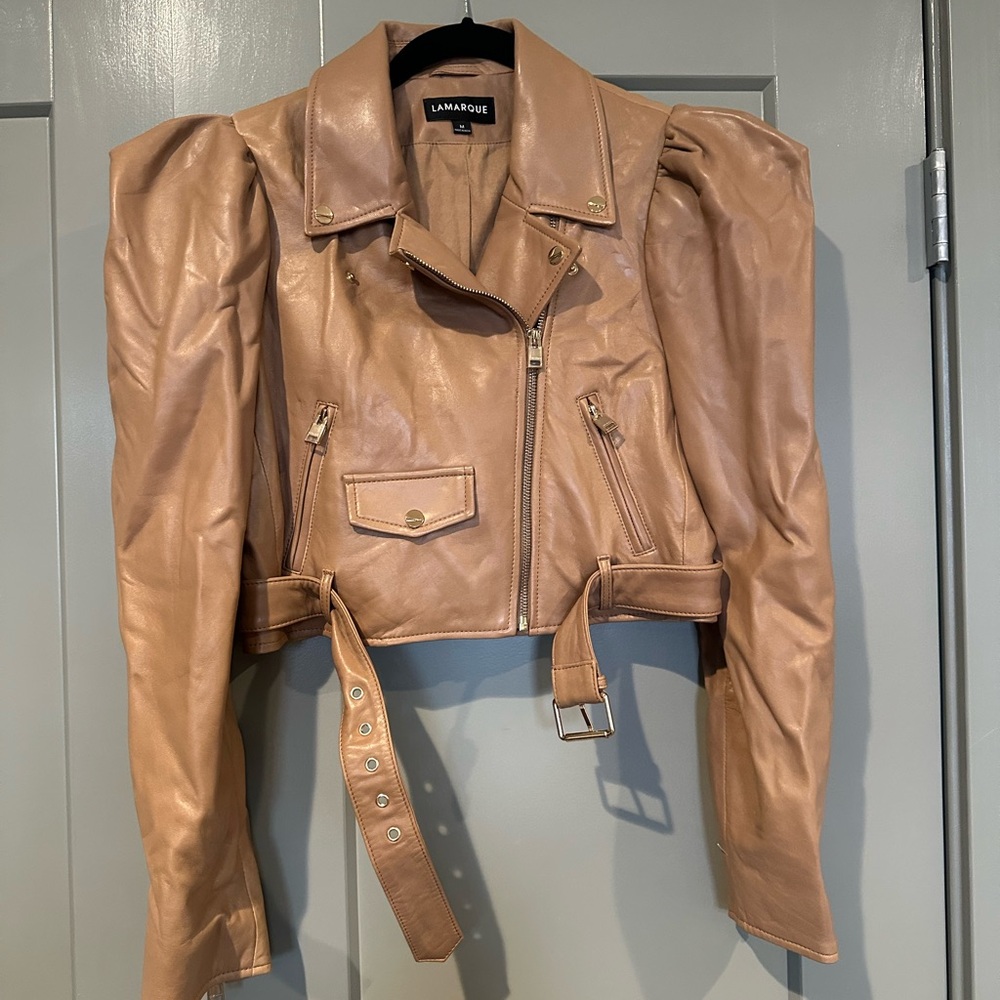 LAMARQUE Women's Tan Leather Jacket
